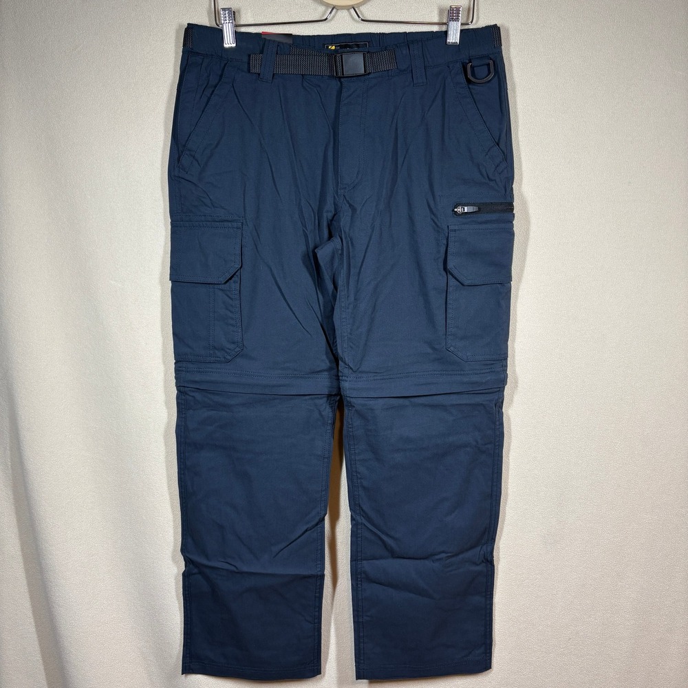 BC Clothing Mens Convertible Hike Camp Work Cargo Pants/Shorts Navy Size M x 30